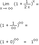 calculer la limite de f(x) = (1 + 1/2x)^x avec x tendant vers l'infini